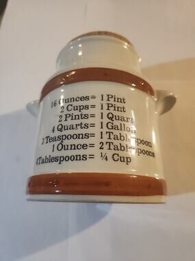 FTD Ceramic Milk Cream Can Shaped Ceramic Utensil Holder with Measurement Info